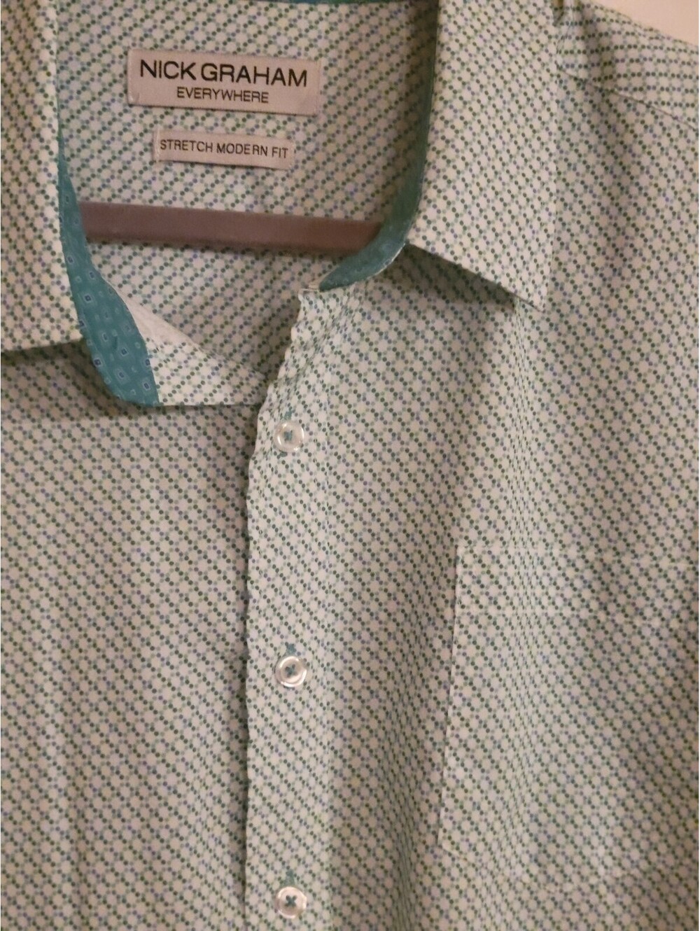 Nick Graham Everywhere Men's XL  Performance Sport Short Sleeve Button Turquoise